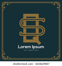 initial letter sq vintage style