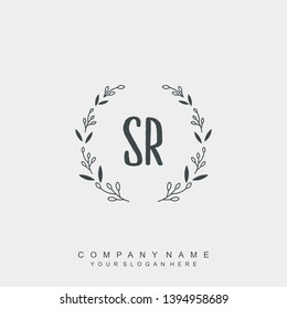 Initial letter SR beautiful handwriting logo vector template