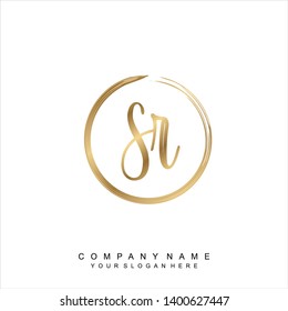 Initial letter SR beautiful handwriting logo vector template