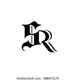 initial letter S,R black color logo vector