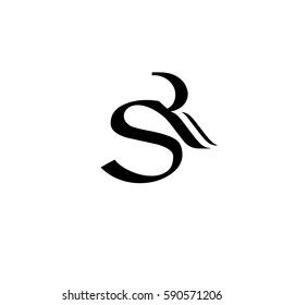 initial letter S,R black color logo vector