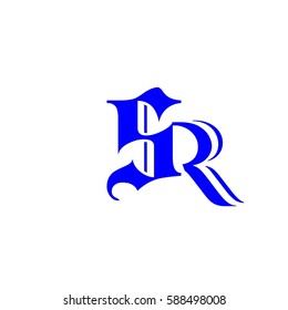 initial letter S,R blue color logo vector