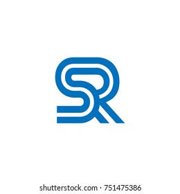 Initial letter SR Linked Logo Design in Blue Color