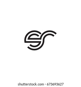 Initial letter sr, linked outline rounded lowercase, monogram black