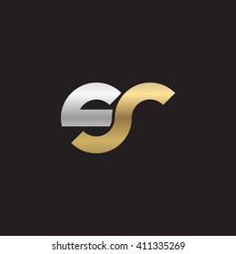 initial letter sr linked round lowercase logo gold silver black background