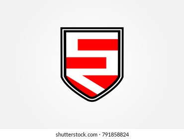 initial letter SR logo on red shield