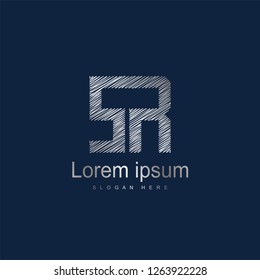 Initial Letter SR Logo Template Vector Design. Silver letter logo
