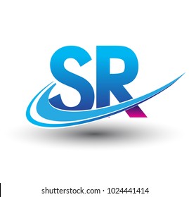 initial letter SR logotype company name colored blue and magenta swoosh design. vector logo for business and company identity.
