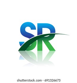 initial letter SR logotype company name colored blue and green swoosh design. vector logo for business and company identity.
