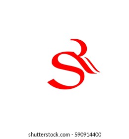 initial letter S,R red color logo vector