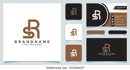 Initial Letter SR or RS typography logo design vector with business card design