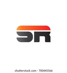 Initial letter SR, straight linked line bold logo, gradient fire red black colors