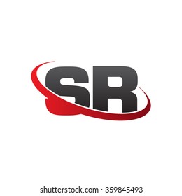 initial letter SR swoosh ring company logo red black