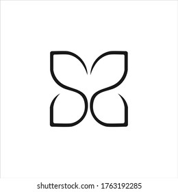 Initial letter ss with abstract butterfly element. minimalist line art monogram shape logo.