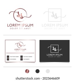 Initial letter SS calligraphy handwritten logo. Feminine logo collections and business card template. handwriting logo of initial signature, wedding, fashion, floral and botanical.