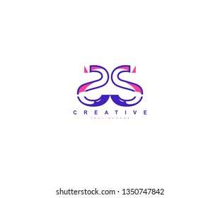 Initial Letter SS Linear Pop Art Vibrant Modern Trendy Logotype