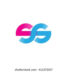 initial letter ss linked round lowercase logo pink blue purple