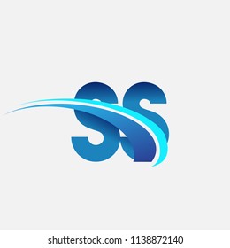 initial letter SS logotype company name colored blue and swoosh design. vector logo for business and company identity.