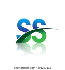 initial letter SS logotype company name colored blue and green swoosh design. vector logo for business and company identity.
