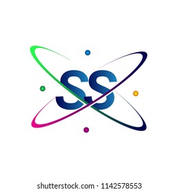 initial letter SS logotype science icon colored blue, red, green and yellow swoosh design. vector logo for business and company identity.
