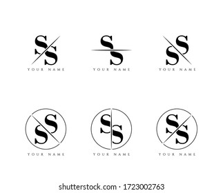 Initial Letter SS Monogram Sliced. Logo template isolated on white background