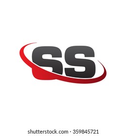 initial letter SS swoosh ring company logo red black