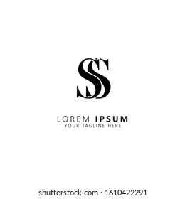 Initial letter ss uppercase modern logo design template elements. Black letter Isolated on white background. Suitable for business, consulting group company.