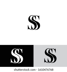 Initial letter ss uppercase modern logo design template elements. Black, and white letter Isolated on white, black and grey background. Suitable for business, consulting group company.