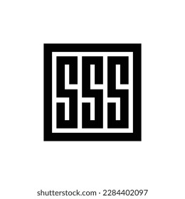 Initial letter SSS logo icon design vector, square monogram logo