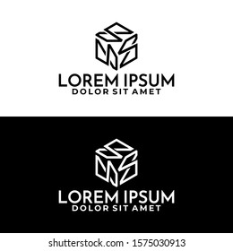 Initial letter SSS logo template with 3d cube infinity illustration in flat design monogram symbol