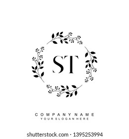 Initial letter ST beautiful handwriting logo vector template