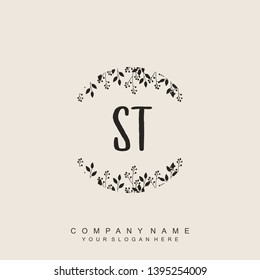 Initial letter ST beautiful handwriting logo vector template