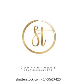Initial letter ST beautiful handwriting logo vector template