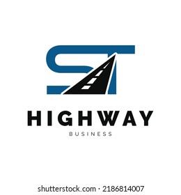 Initial letter ST highway icon logo design inspiration