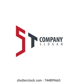 Initial Letter ST Linked Triangle Design Logo
