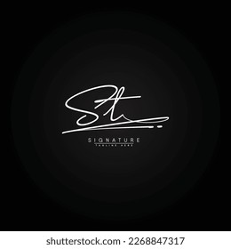 Logo de la carta inicial ST, logotipo de la firma dibujada a mano