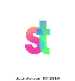 Initial Letter ST Lowercase Logo green, pink and Blue, Modern and Simple Logo Design.