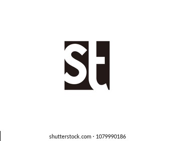 Initial letter st lowercase logo black and white