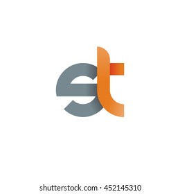 initial letter st modern linked circle round lowercase logo orange gray