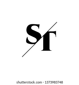 Initial Letter ST Monogram Sliced. Logo template isolated on white background
