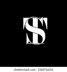 Initial letter st s t uppercase modern logo design template elements. White letter Isolated on black background. Suitable for business, consulting group company.