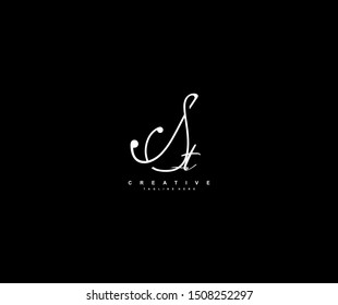 Initial Letter St Script Signature Minimalist Logotype