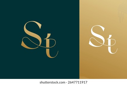 Letra inicial ST TS logotipo design vetor ilustração para casal, casamento e negócios