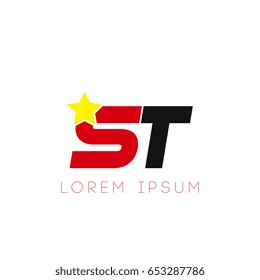 Initial letter st yellow star logo red black