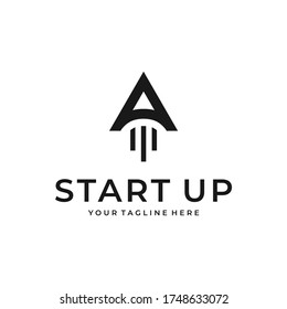 Initial Letter A Startup Launch Arrow Up Fast Vector Logo Design