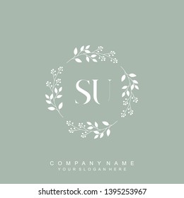 Initial letter SU beautiful handwriting logo vector template