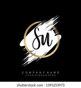 Initial letter SU beautiful handwriting logo vector template