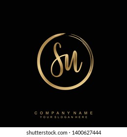 Initial letter SU beautiful handwriting logo vector template