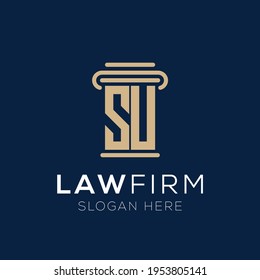 Initial letter SU for Law And Attorney Firm Logo Vector Design Template