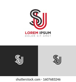 Initial Letter SU linked uppercase overlap modern logo design template. Suitable for business, consulting group company